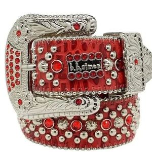 REd And SILVER. bb. Simon DESIGNER BELT